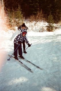 Refugee child skiing