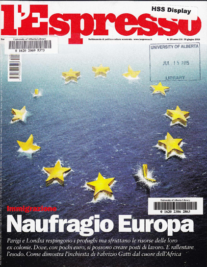 L'Espresso magazine cover (June 25, 2015)
